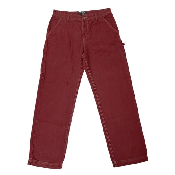 Cotton On Jeans Mens 34x31 Burgundy Carpenter Loose Fit 100% Cotton Work Denim - Picture 1 of 12